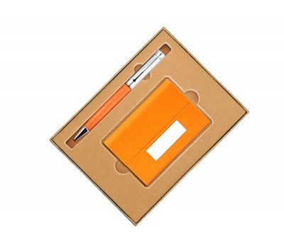 샤이니은장볼펜 칼라명함케이스 오렌지 세트